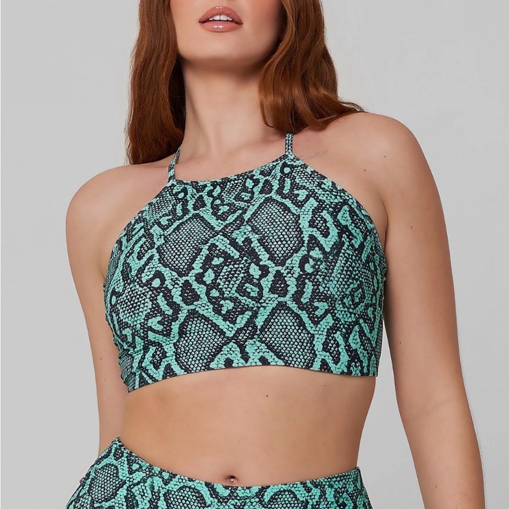 Green Snake Print Halter Top